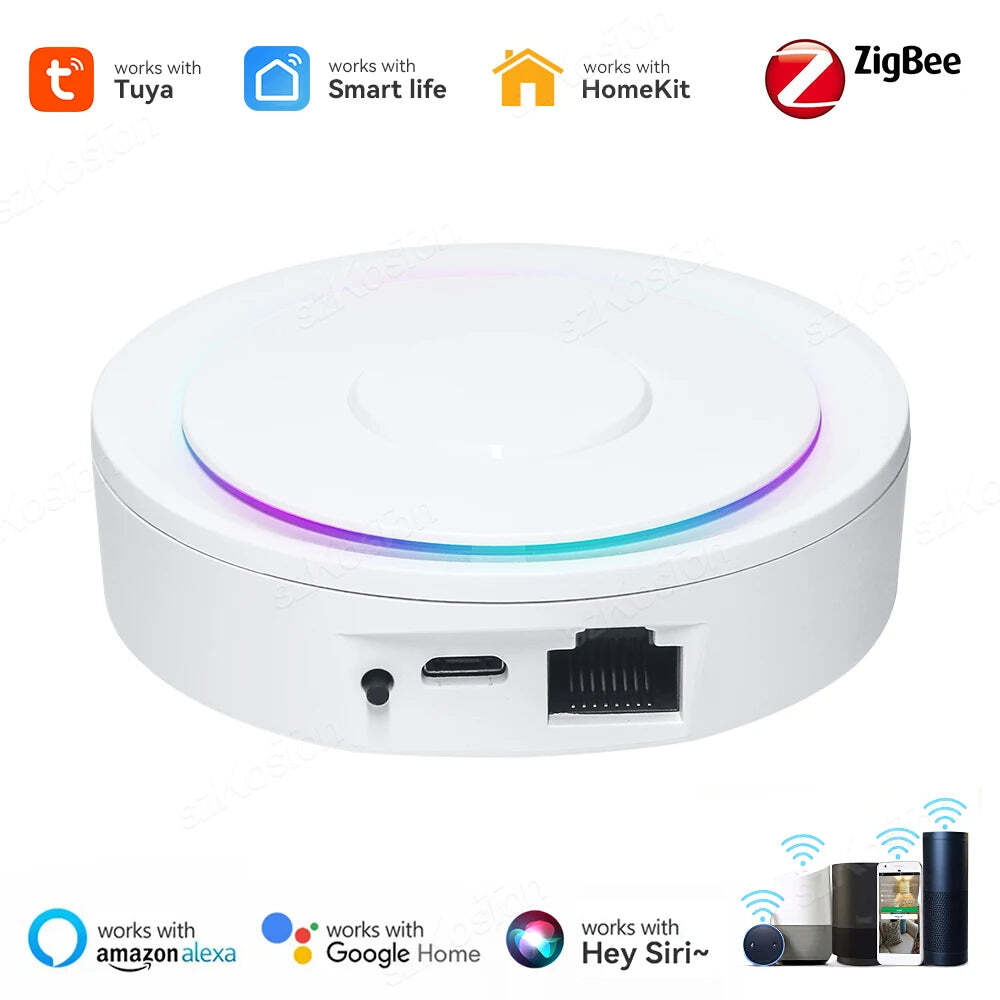 Zigbee 3.0 gateway hub for smart home control with Google Assistant and Alexa