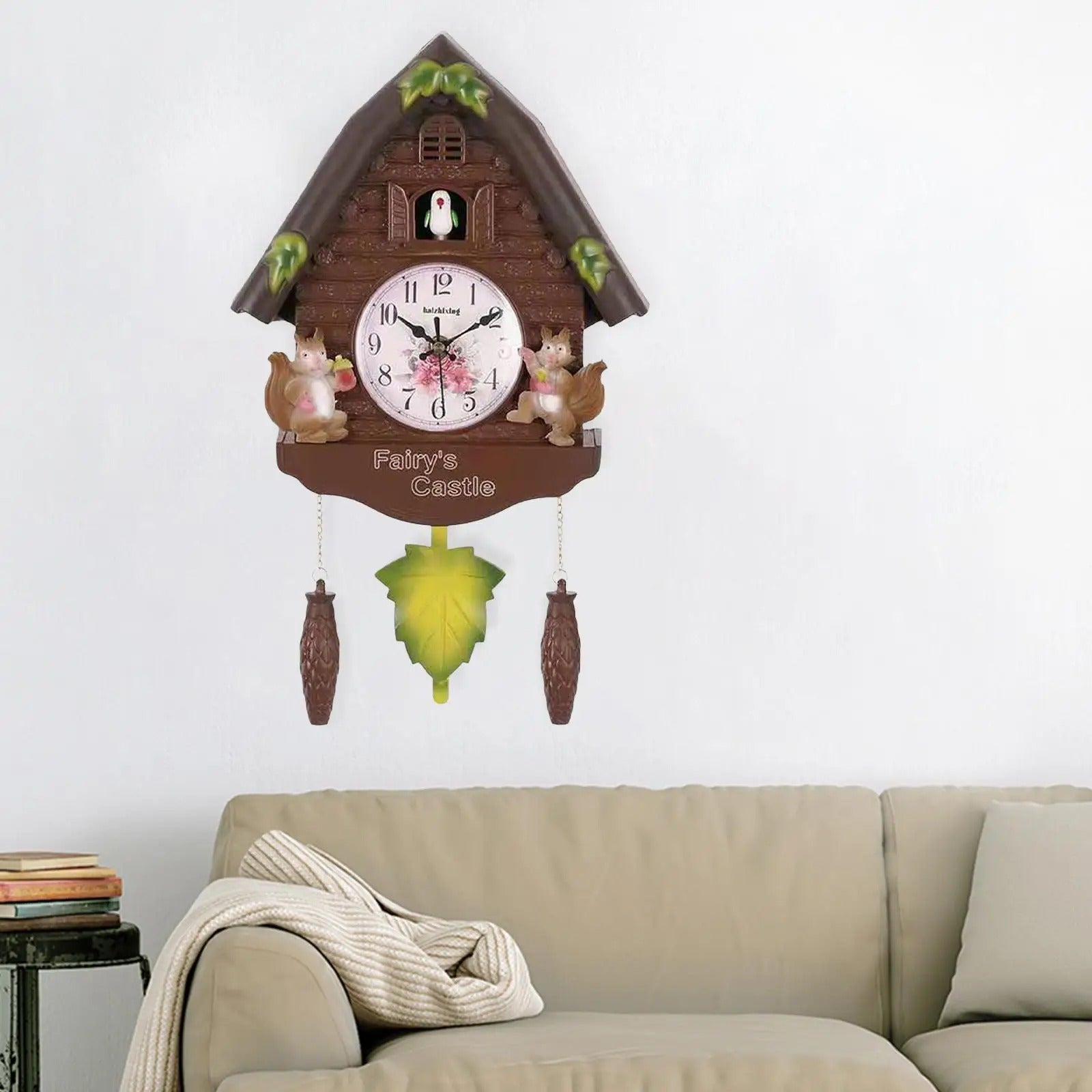 Cuckoo wall clock with pendulum for kids' room and indoor decoration