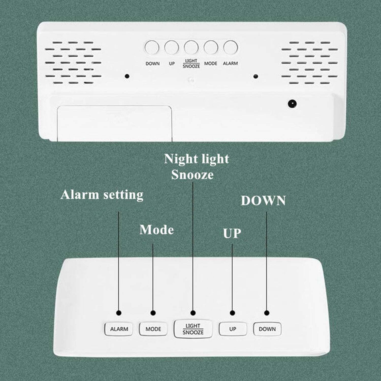 Image of Wall-mounted digital wall clock with remote control and dual alarms