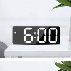 Image of Wall-mounted digital wall clock with remote control and dual alarms