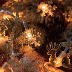 Image of Warm white LED snowflake light garland for Christmas and festive decor