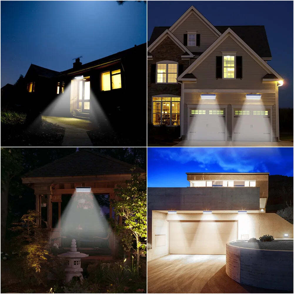 Image of Waterproof motion sensor solar wall lights with 60/48/24 LEDs for home security