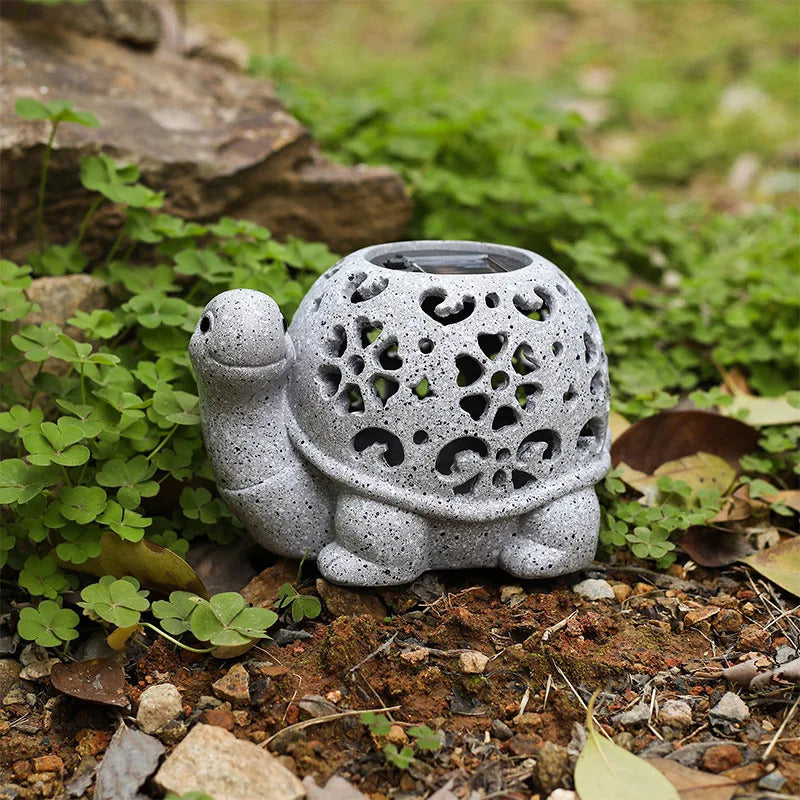 Image of Waterproof solar-powered turtle garden light decorative statue with starlight effect