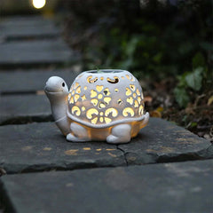 Image of Waterproof solar-powered turtle garden light decorative statue with starlight effect