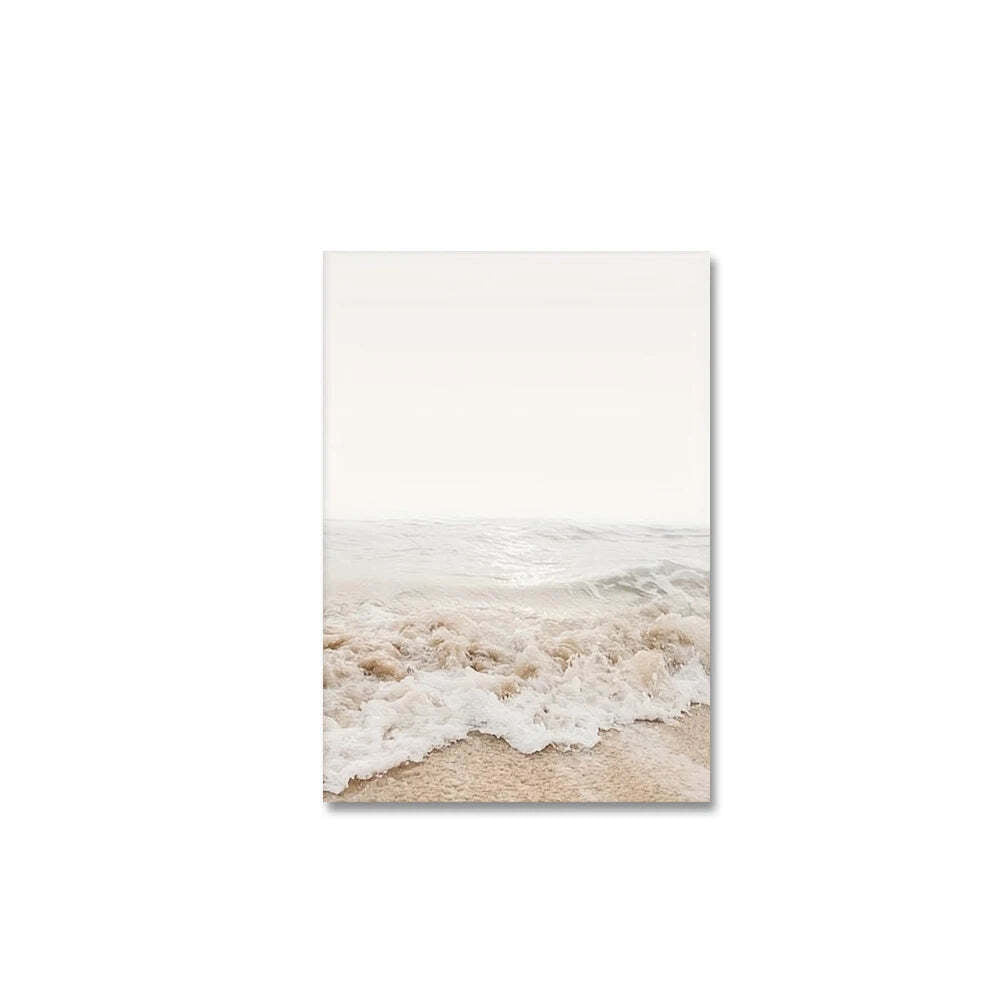 Image of White seascape canvas painting set for modern coastal decor