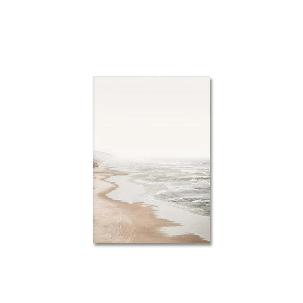 Image of White seascape canvas painting set for modern coastal decor