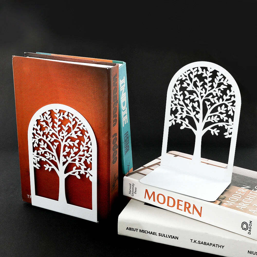 Image of White tree of life desktop bookends for home and office decor