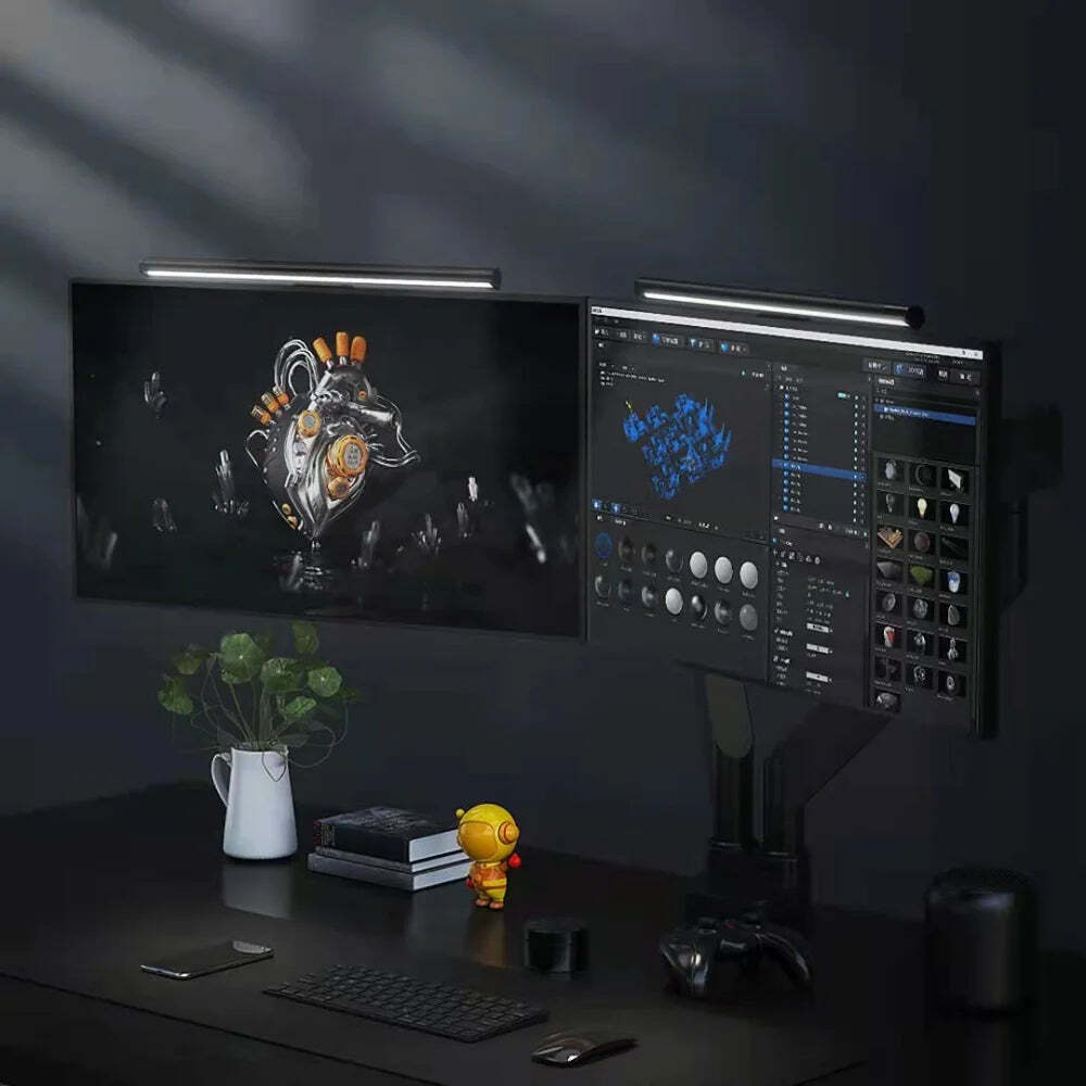 Image of Wireless remote control desk lamp with eye protection for PC monitors