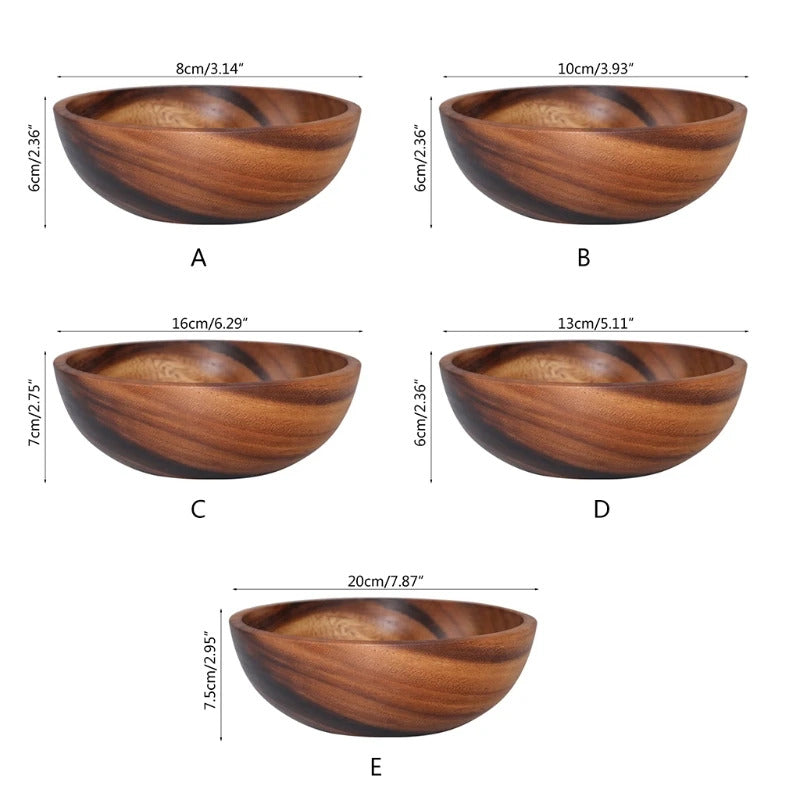 Image of Wooden fruit and vegetable storage bowl for kitchen and picnic use