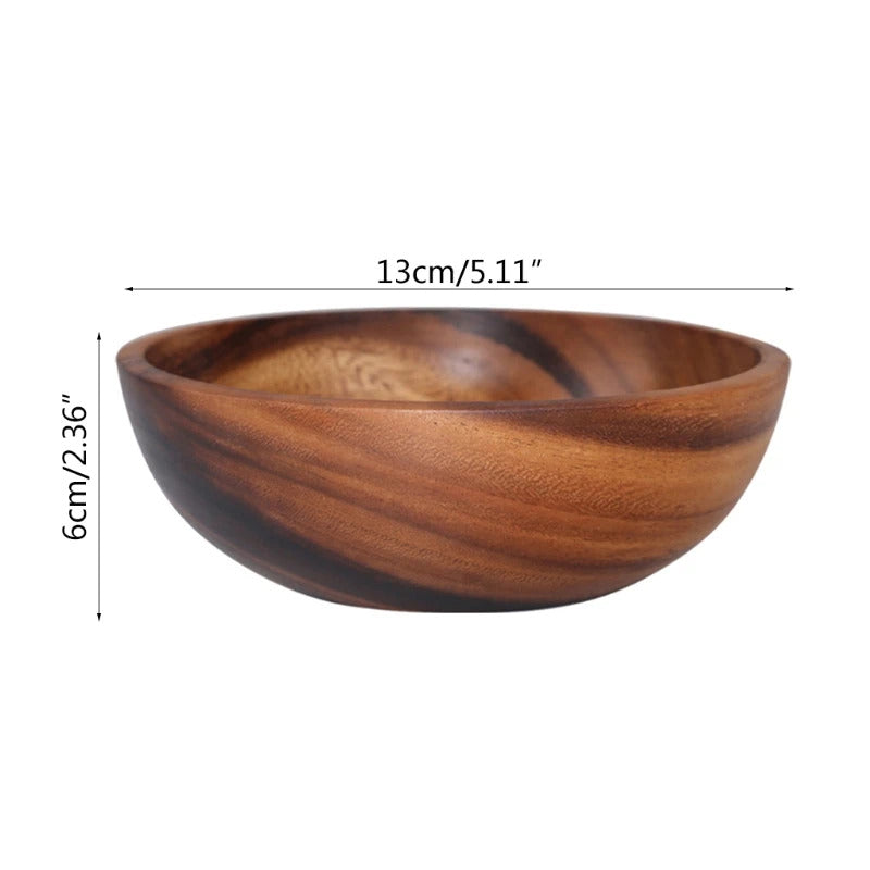 Image of Wooden fruit and vegetable storage bowl for kitchen and picnic use