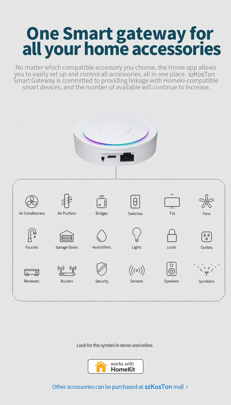 Image of Zigbee 3.0 gateway hub for smart home control with Google Assistant and Alexa