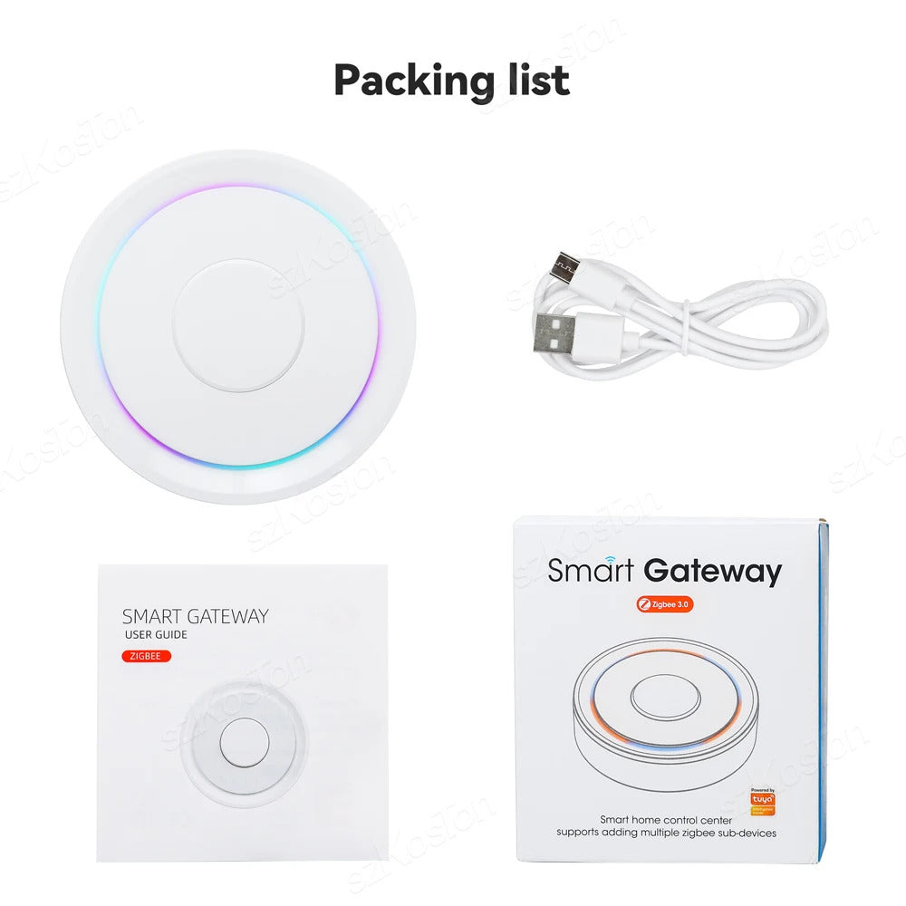 Image of Zigbee 3.0 gateway hub for smart home control with Google Assistant and Alexa